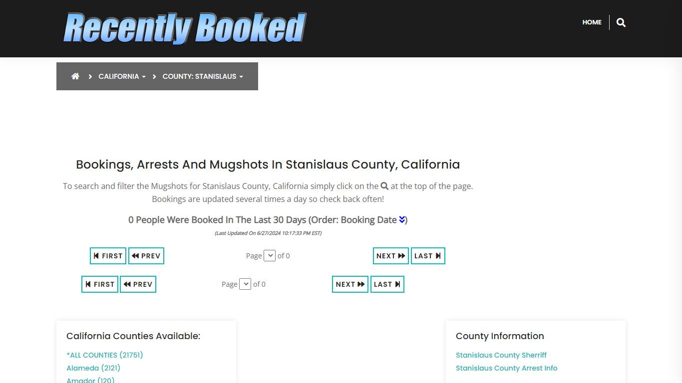 Bookings, Arrests and Mugshots in Stanislaus County, California