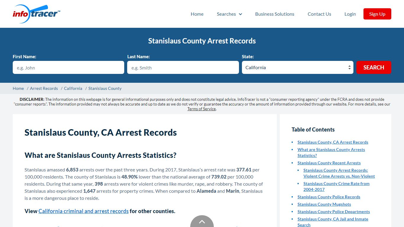 Stanislaus County, CA Jail, Mugshots & Arrest Records - InfoTracer