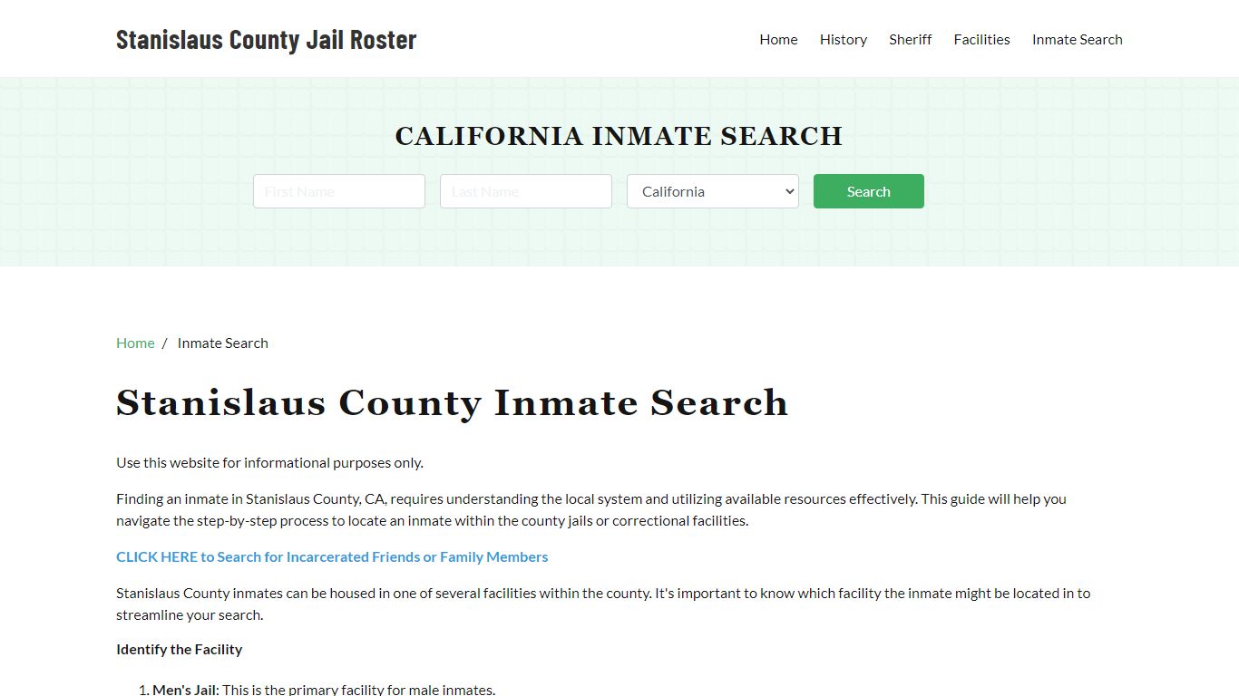 Stanislaus County, CA Detainee Lookup