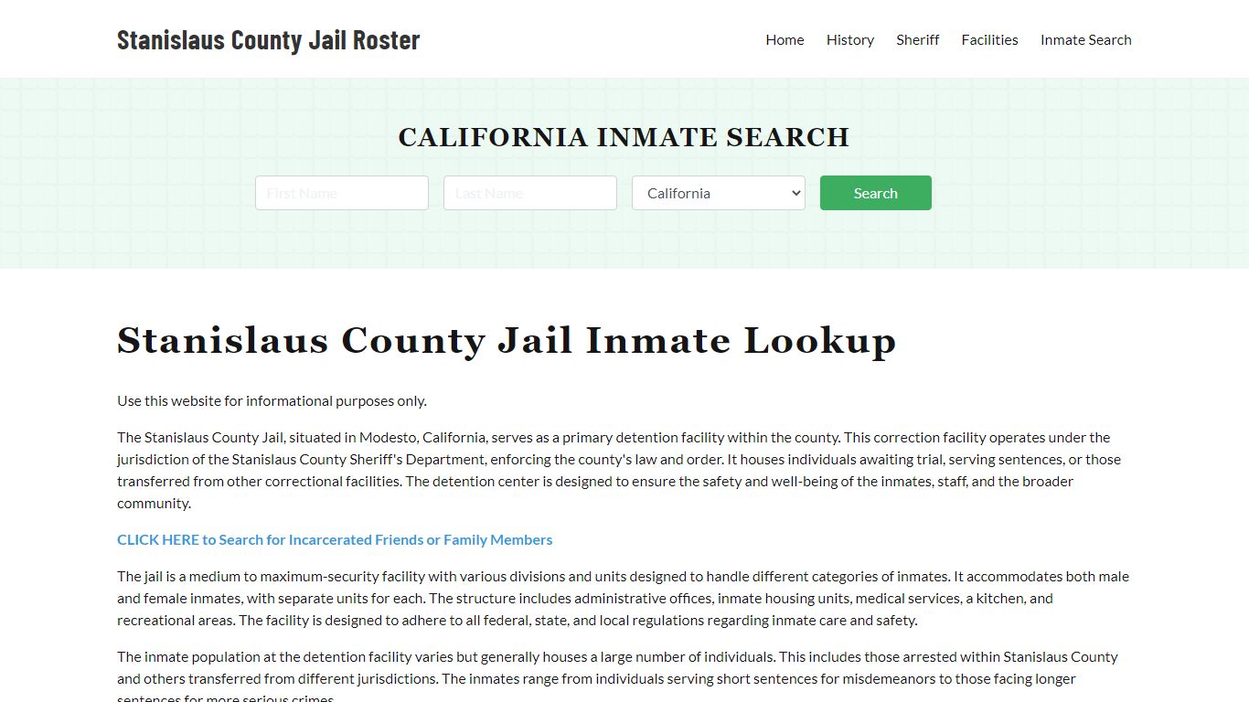 Stanislaus County Jail Roster Lookup, CA, Inmate Search